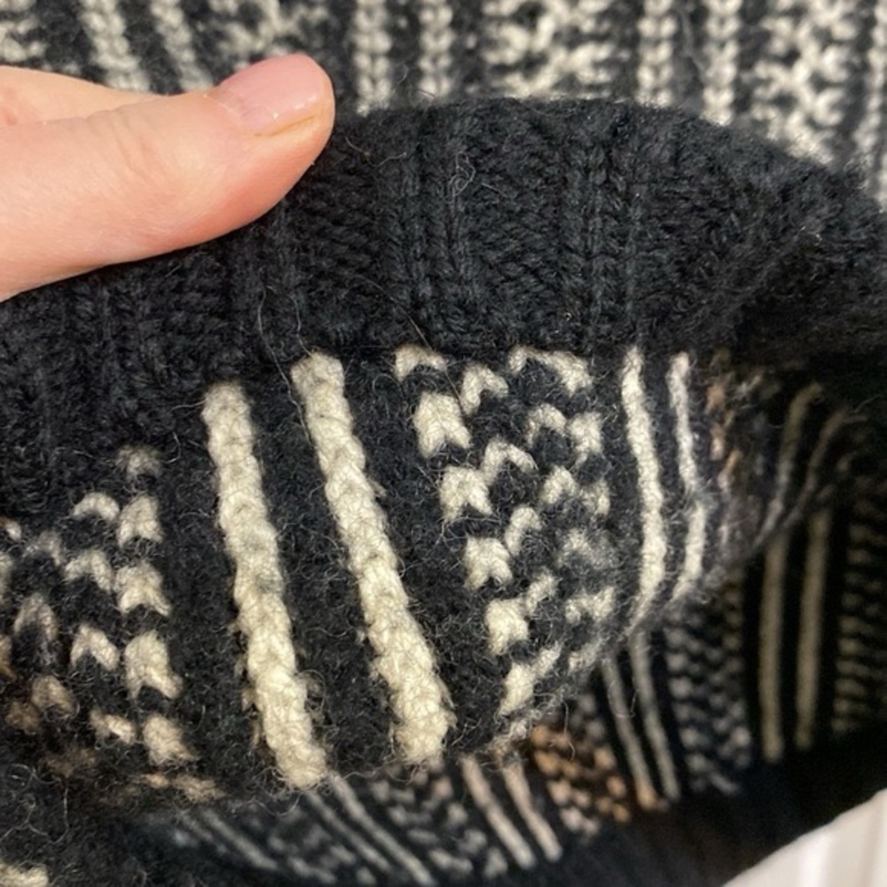 Alpinus Fishermans Pure Wool Black and Cream Cowl Neck Sweater Womens Size L - Picture 5 of 7